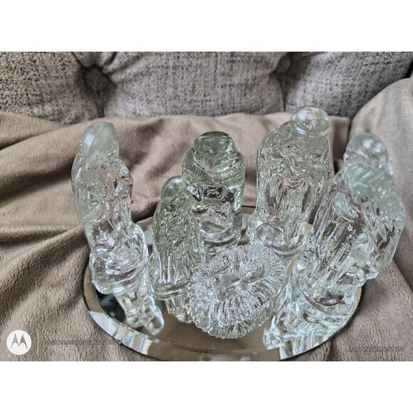Vintage Clear Glass Nativity Scene 6 Piece Baby Jesus Mary Joseph Wise Men Kings - Picture 3 of 15